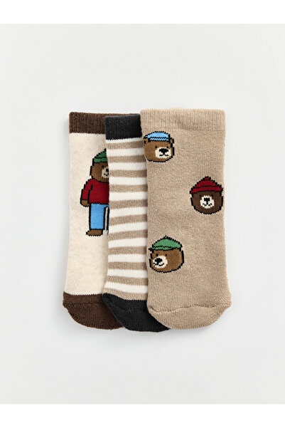 LC Waikiki Sparkling Choices Bear Embroidered Baby Boy Socks 3-Piece from Shi...