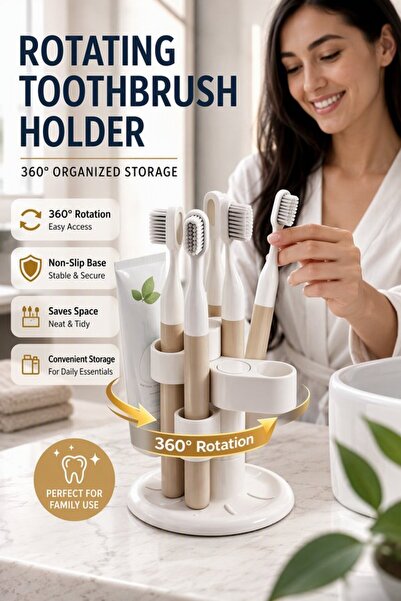 Generic 1pc Abs 360 Rotating Toothbrush Holder Organizer Rack Bathroom Counte...