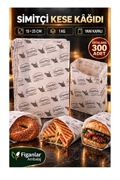 figanlar ambalaj 1 KG TAKRİBEN 300 ADET Baskılı Simit Kese Kağıdı 15x25 cm Be...