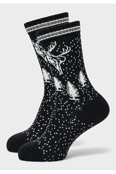 Pro Socks Γυναικεία Μάλλινη Κάλτσα Cozy Reindeer σε Μαύρο Χρώμα