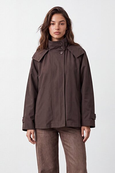 VAGGON Hooded zippered trench coat
