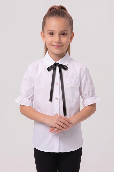 nacar çarşı Girl's Black Ribbon Short Sleeve Pearl Detailed Sleeve Ruffle Poc...