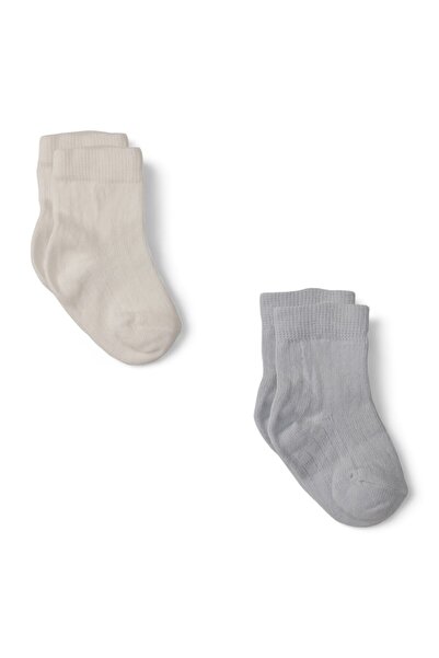 Biorganic Κάλτσες Bebe από οργανικό βαμβάκι Ecru & Blue 2 Τεμ - Πολύχρωμο
