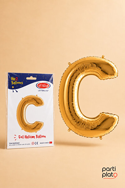He2 Balloons Gold Foil Balloon Letter C 40 Inch 102 Cm, Helium Compatible Gol...