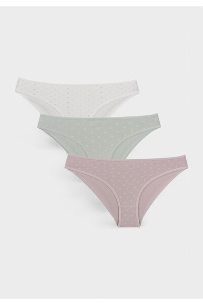 Berrak Γυναικείο Σλιπ Bikini “Luna Dots” Σετ 3 Τεμαχίων – 95% Βαμβάκι 5% Ελασ...