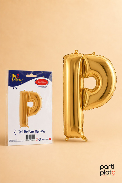 He2 Balloons Gold Foil Balloon Letter P 16 Inch 40 Cm, Gold Color Name and Bi...