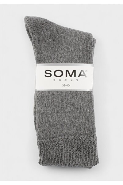 Soma Γυναικεία Μάλλινη Κάλτσα Μεσαίου Πάχους Wool Cozy Socks Γκρί - Γκρι