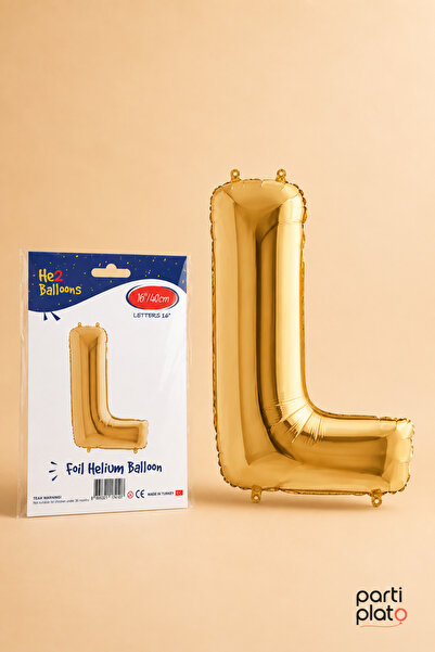 He2 Balloons Gold Foil Balloon Letter L 16 Inch 40 Cm, Gold Color Name and Bi...