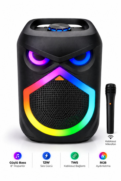 Weskam Bluetooth Hoparlör Yüksek Sesli Parti Kablosuz Mikrofonlu Kareoke Hopa...