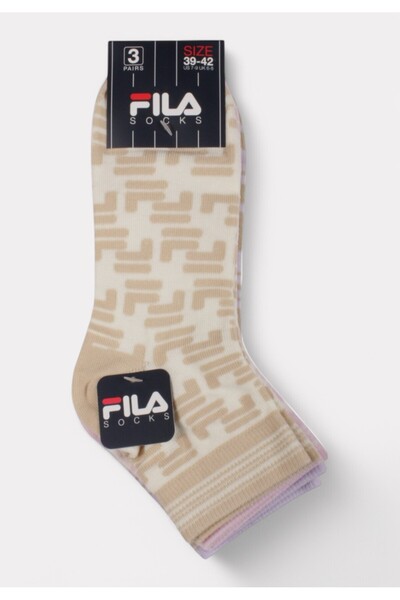 FILA Quarter Socks F3613 Cream Pink- 3 τεμάχια - Πολύχρωμο