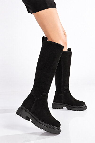 moun shoes Black Suede Women's Boots