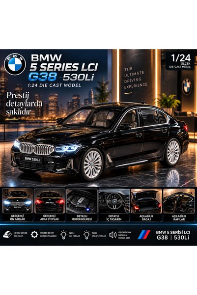 Cici Oyuncak BMW 5 Serisi LCI 530 Li G38 1:24 Die-Cast Metal Model Araba – Iş...