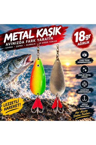 summitsport Olta Kaşığı Balık Yemi Renkli Kaşık 3 İğneli Olta Kaşığı Deniz-Tatlı Su İçin Uygundur
