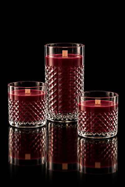Mene Maison Mum Soya Wax Dekoratif Bordo Cam Bardak 3’lü Set Yaklaşık 1200 g ...