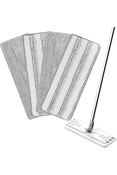 SYOSI 4 Pack Microfiber Mop Replacement Pads, 13x33cm Flat Mop Refill Pads, W...