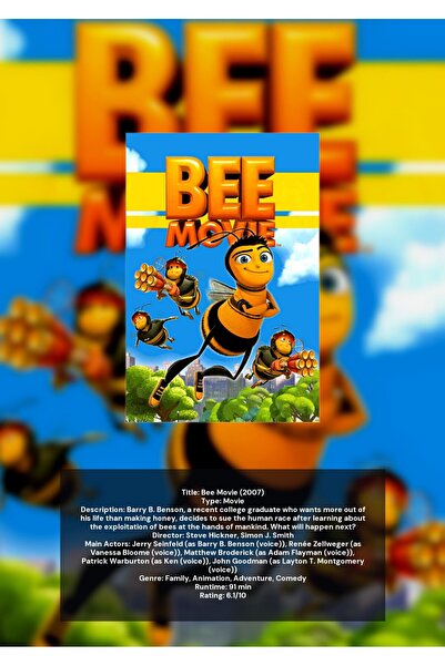 OEM Ινφορματική Αφίσα The Bees Movie, Μοναδικός Σχεδιασμός, Χαρτόνι 250γρ., Α4