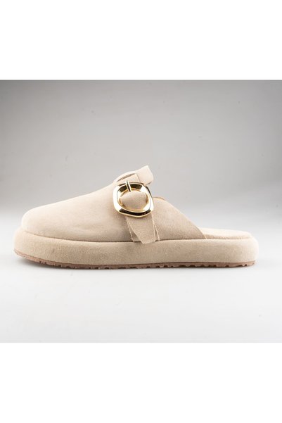 walviss Women's Loni Genuine Suede Beige Sabo Slippers