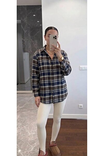 CADDELAMODA Kadın Ekoseli Oduncu Gömlek