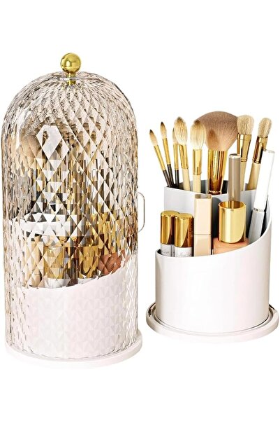GENERAL Makeup Brush Holder with Lid,Makeup Brush Storage Box with Diamond Pa...