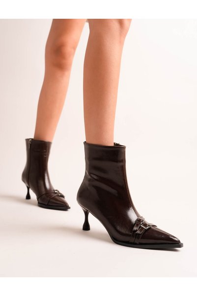 Egepass Seo Women's Pointed Toe Double Buckle Heel Boots