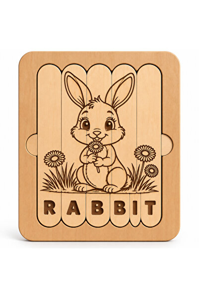 ROKH 🧩   Montessori Wooden Rabbit Puzzle 20X25 cm |   Rabbit Themed Educatio...