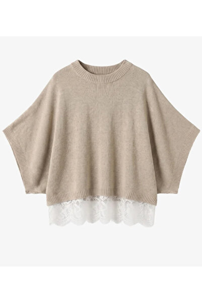FEMMESTUDIO Women's Beige Lace Detailed Knitwear Blouse