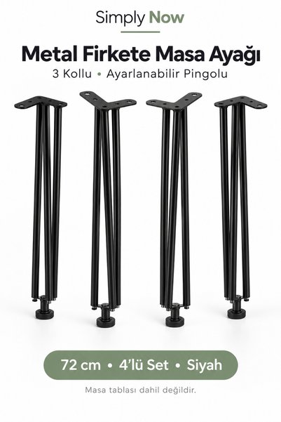 Simply Now Metal Firkete Masa Ayağı 72 cm 3 Kollu Ayarlanabilir Pingolu 4’lü ...