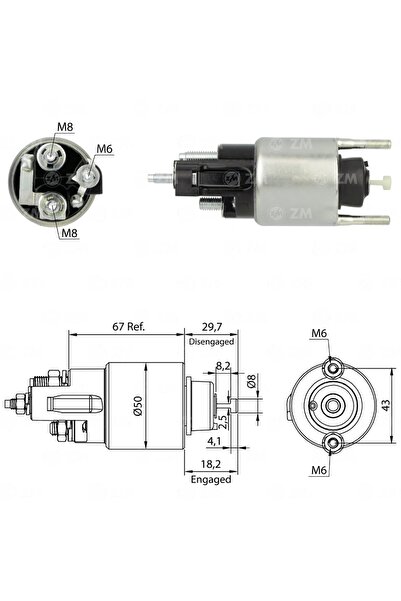 ZM 3708 Starter Solenoid 12V Mercedes-Benz C-Class - E-Class - Glk-Class - Sp...