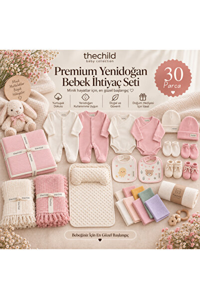 thechild baby collection Premium Yenidoğan Bebek İhtiyaç Seti | 30 Parça, %10...