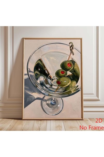 Generic Brand 1pc Dirty Martini Olive Cocktail Impasto Canvas Wall Art Print,...