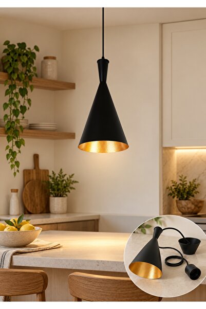 Generic Brand Modern Black and Gold E27 Base Hanging Ceiling Pendant Lighting