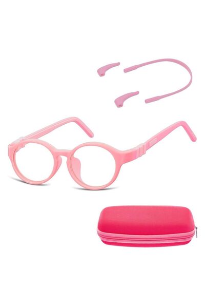 Sunoptic Rame de ochelari rotunde flexibile pentru copii, cu lentile transpar...