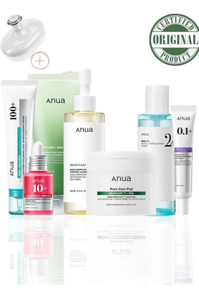 ANUA Heartleaf & Active Care Skincare Bundle – Heartleaf Pore Control Cleansing Oil, Heartleaf Quercetinol Pore Deep Cleansing Foam, Heartleaf 77 Clear Pad, BHA 2% Gentle Exfoliating Toner, NIACINAMID