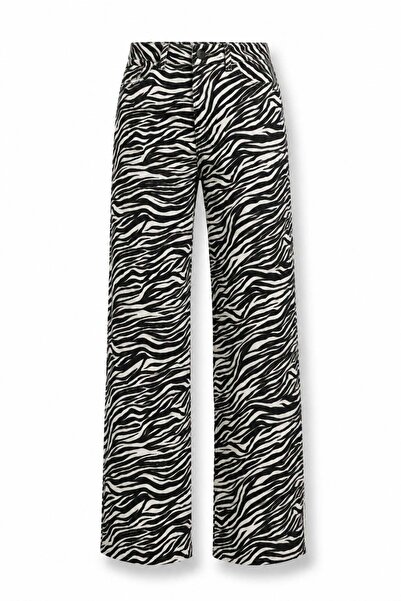 5in1Canpolat Black Zebra Patterned Trousers 035
