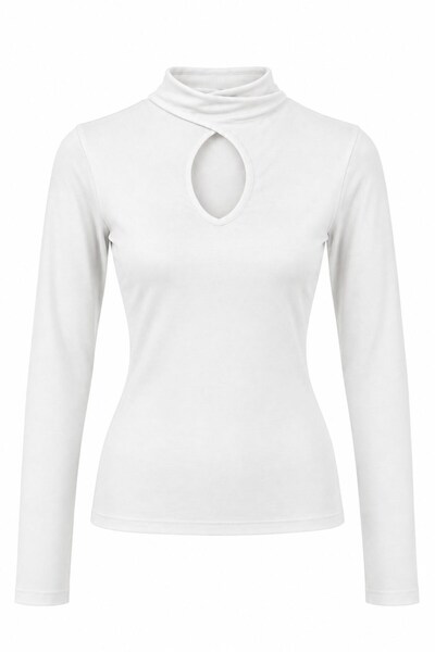 Raneel Kazançlı Alışveriş Women's Turtleneck Low-Cut Long Sleeve Blouse White