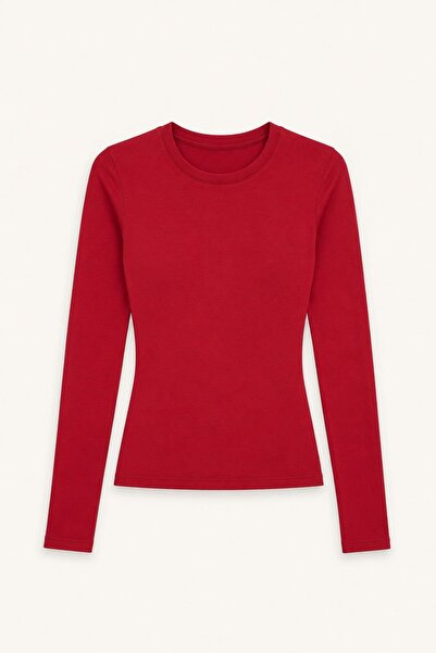 Raneel Kazançlı Alışveriş Women's Crew Neck Long Sleeve Blouse Burgundy