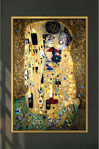 ZURİ DESİGN Klimt Tarzı Hayat Ağacı Tablo Çerçeve Görünümlü MDF Duvar Tablosu Art Nouveau Sembolist