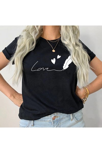Orielle Tricou Negru Feather Heart