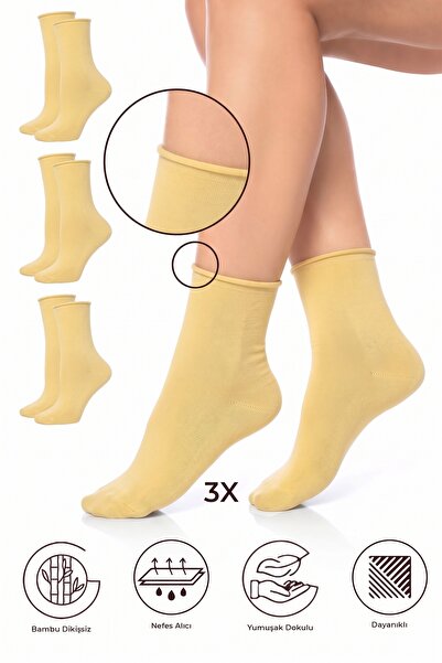SAYSEZ جوارب نسائية من الخيزران بدون مطاط باللون الأصفر، جوارب فاخرة بدون خيا...