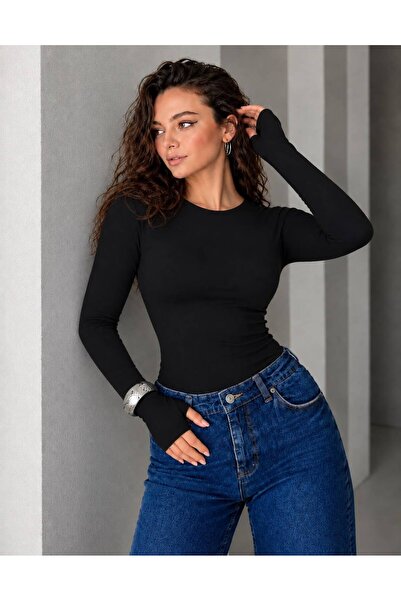 Starlight Women's Crew Neck 100% Cotton Lycra Body with Finger Detail