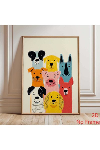 Generic Brand 1pc Colorful Dog Stack Whimsical Puppy Canvas Wall Art Print, N...