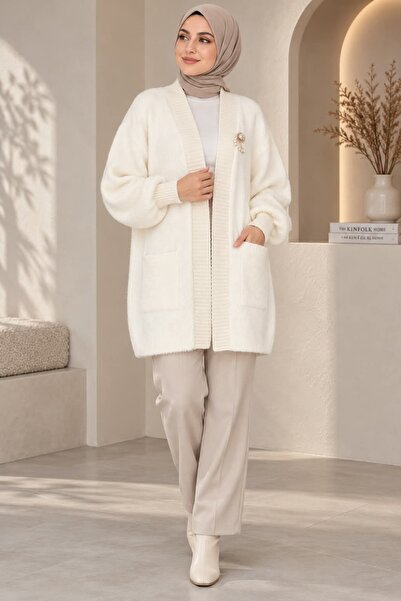 aymiraa Women's Angora Soft Knitwear Cardigan with Pockets
