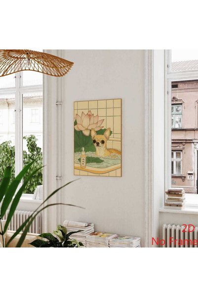 Generic Brand 1pc Fawn Chihuahua in Bathtub Japanese Dog Canvas Wall Art Prin...
