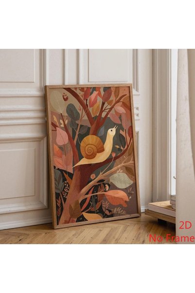Generic Brand 1pc Boho Snail Neutral Botanical Woodland Canvas Wall Art Print...