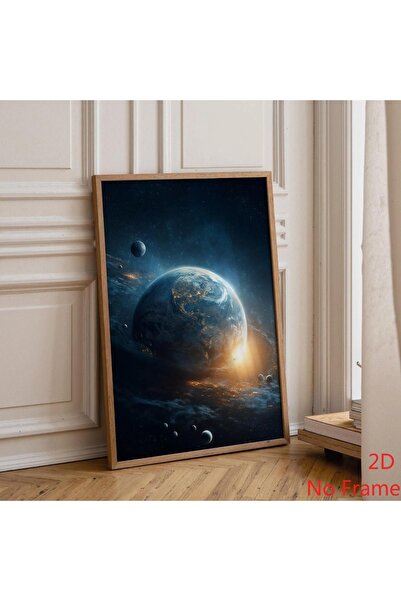 Generic Brand 1pc Epic Space Earth From Space Cosmic Galaxy Canvas Wall Art P...