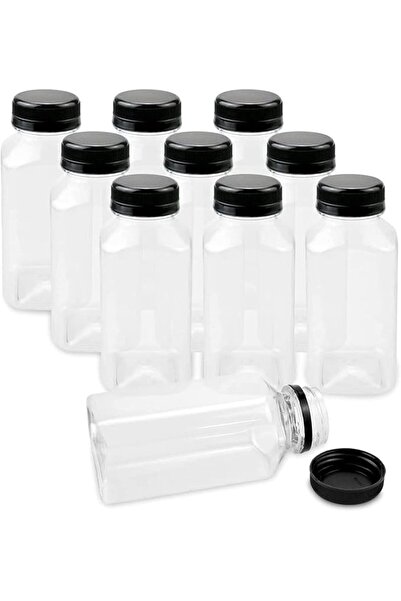 FUFU 12pcs 8oz Plastic Juice Bottles with Caps, Empty Clear Plastic Bottles B...