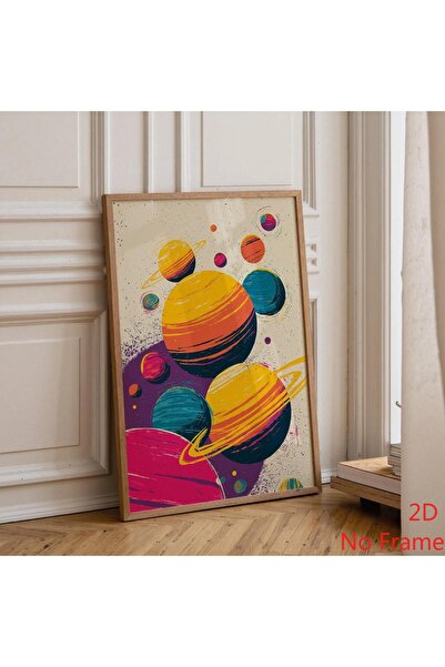 Generic Brand 1pc Colorful Retro Space Mid Century Modern Canvas Wall Art Pri...