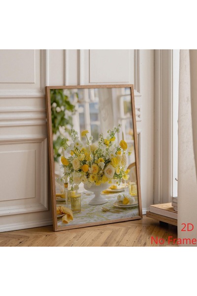 Generic Brand 1pc Soft Yellow Floral Romantic Cottagecore Canvas Wall Art Pri...