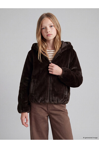 LC Waikiki Timeless Clothing & Timeless Choices Hooded Girls' Faux Fur Coat