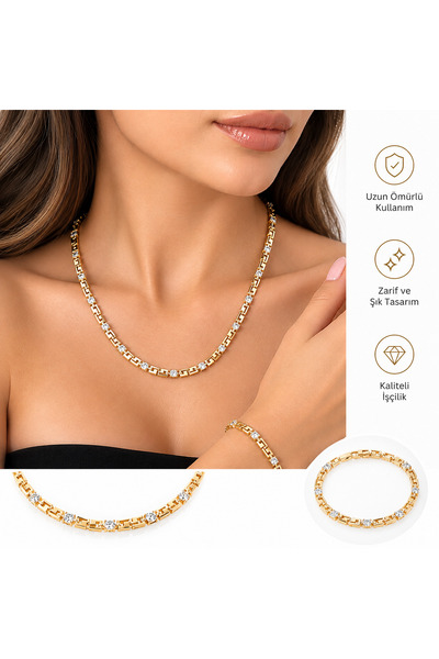 Genel Markalar Xuping 14k Gold Renginde Zirkon Taşlı Premium Model Kolye Bile...